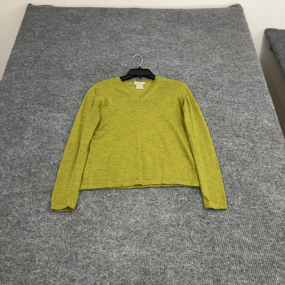 Linea Donna Sweater Womens S Green Merino Wool V-Neck‎ Made in Italy Casual